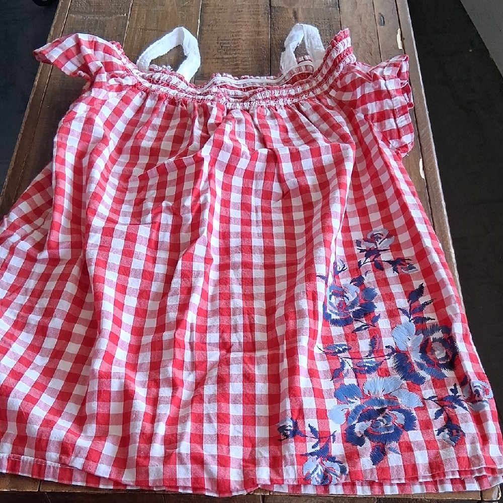 Red and White Checkered Kids Casual Dress